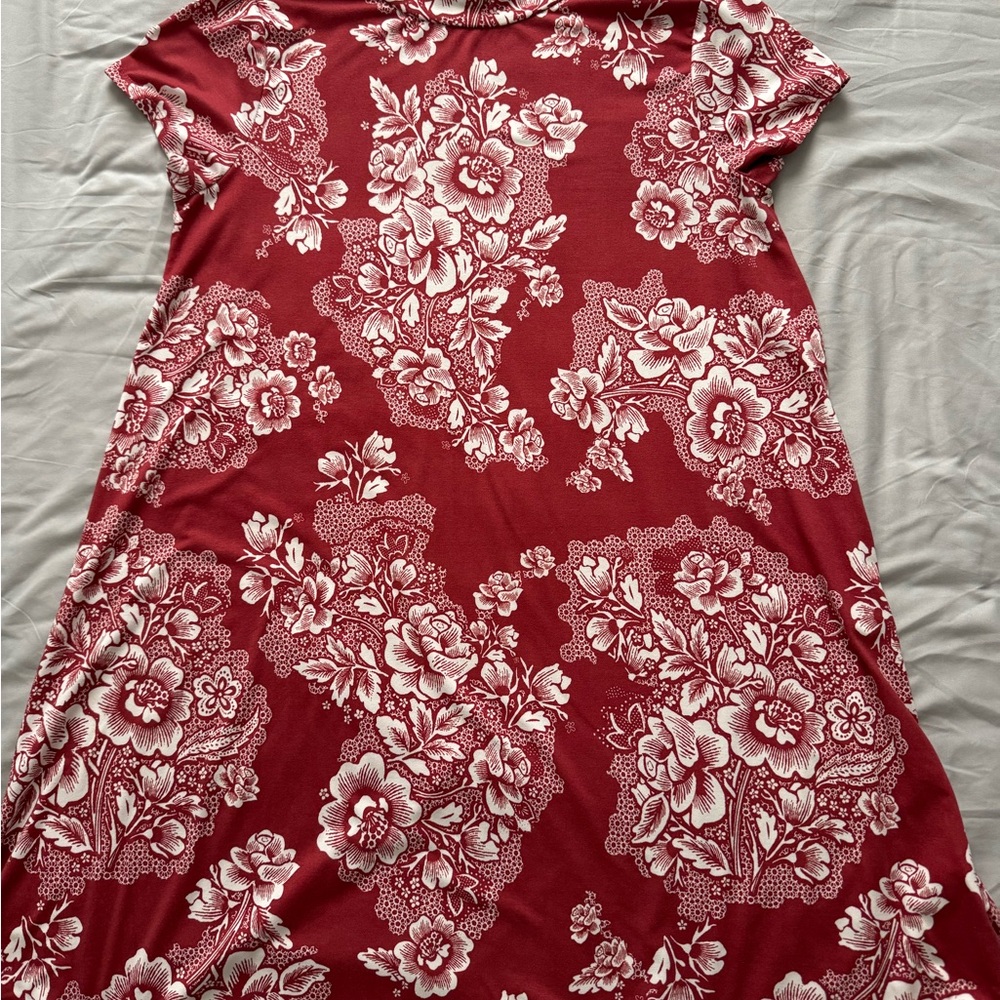 Pink Rose Red and White Floral Dress